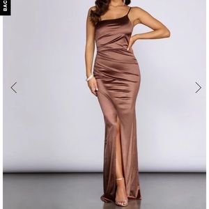 One shoulder satin dress gown from Windsor
